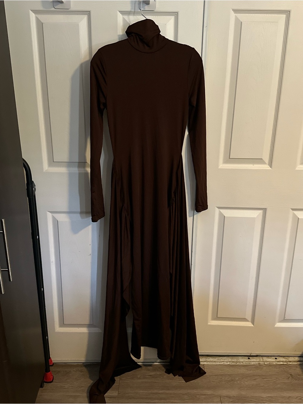 Long Sleeve Brown Turtleneck Maxi Dress